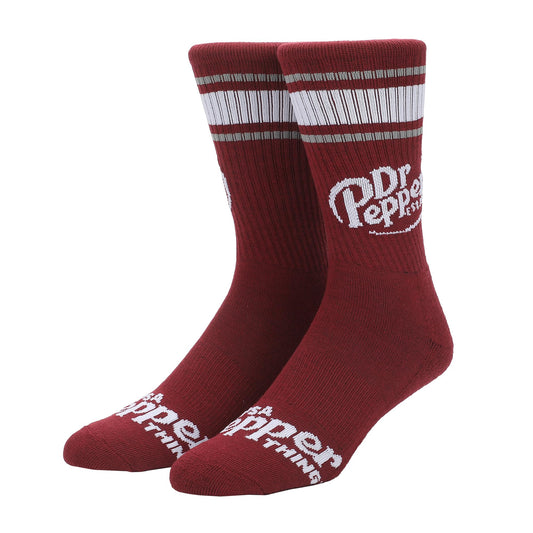 Bioworld Dr Pepper Classic Logo Maroon Men’s Athletic Crew Socks