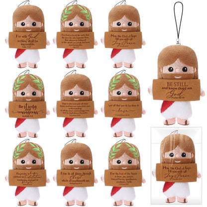 Newwiee 30 Positive Jesus Gift Plush Bulk Christian Gifts for Church Pendant Savior Religious Keychain with Inspirational Card for Sunday School Bible Study Group Baptism Party Favors Women Men