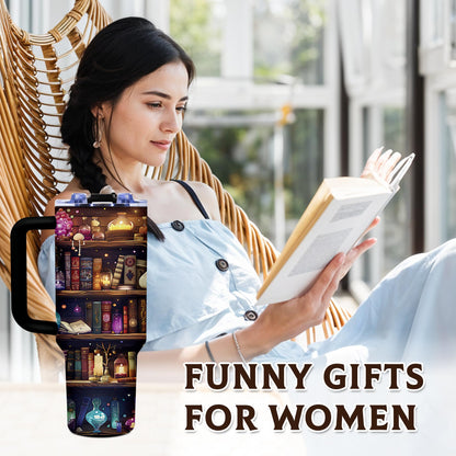 Book Lovers Gifts 40oz Tumbler with Handle and Straw, Book Tumbler for Friend, Bookish Gifts for Women Readers Librarian, Book Accessories Stainless Steel Travel Mug 1 Pcs