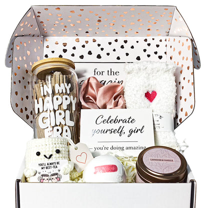 MHSMHL Best Friend Bestie Birthday Gifts for Women, Friendship Gifts for Women, Best Friend Gift Basket Galentines Gifts Valentines Day Gift for Friends Spa Care Box with 16oz Glass Cup