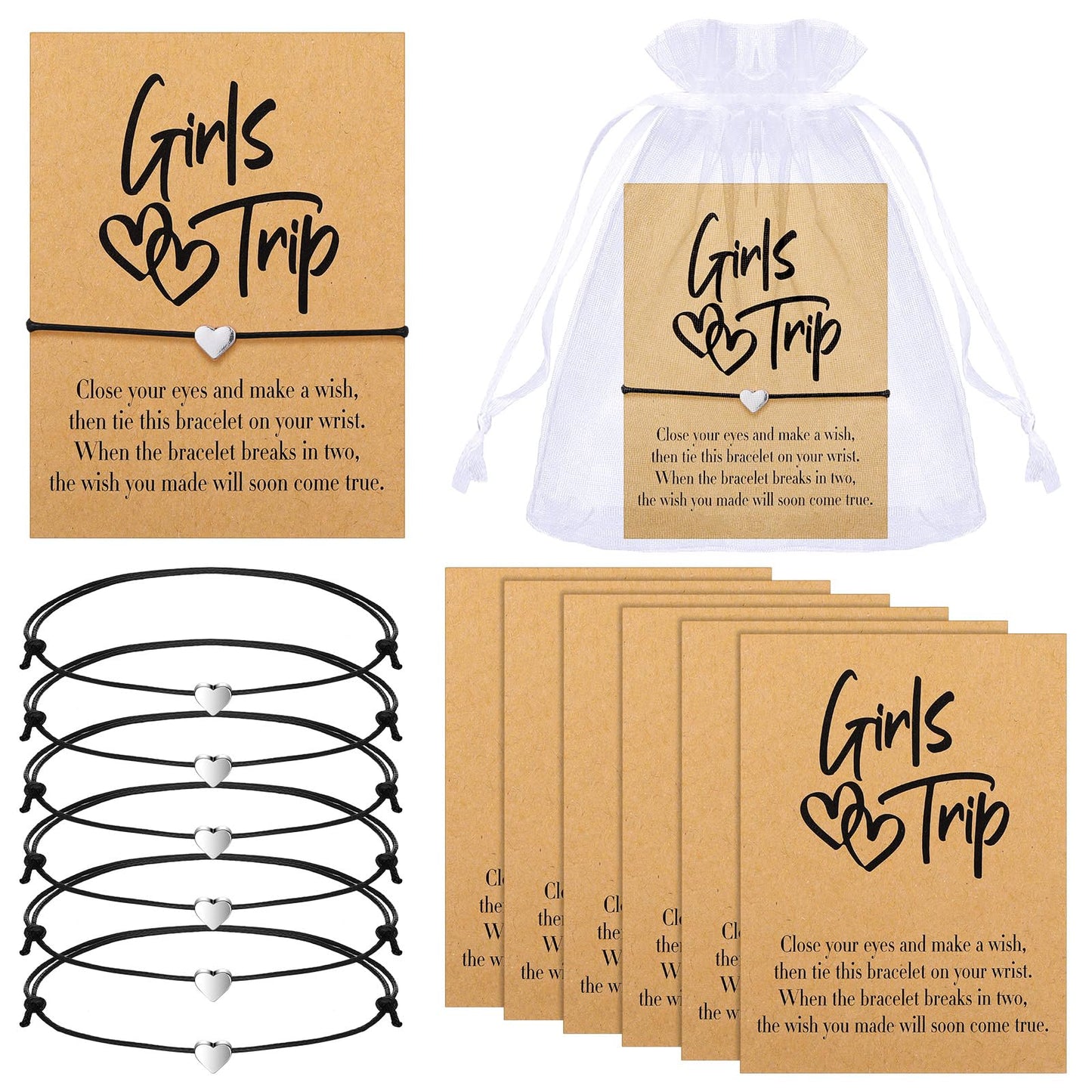 Tondiamo Girls Trip Bracelet Girls Weekend Getaway Bracelets with Cards for Sisters Friends Bestie Bachelorette