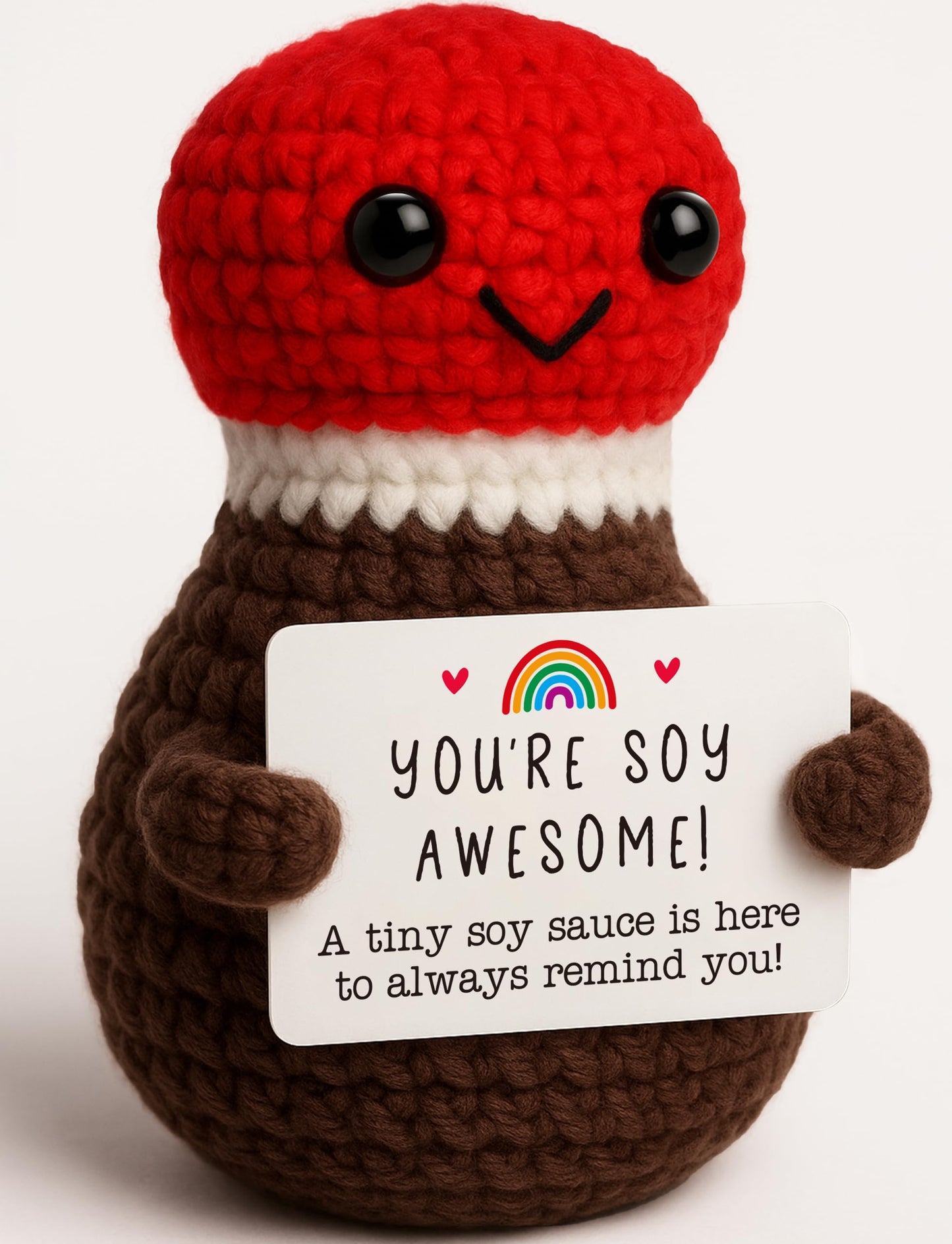 Funny Birthday Gifts for Sushi Lovers Men Women, Crochet Soy Sauce You're Soy Awesome Unique for Boyfriend Girlfriend, Novelty Japanese Foodie Desk Decor & Mothers Day