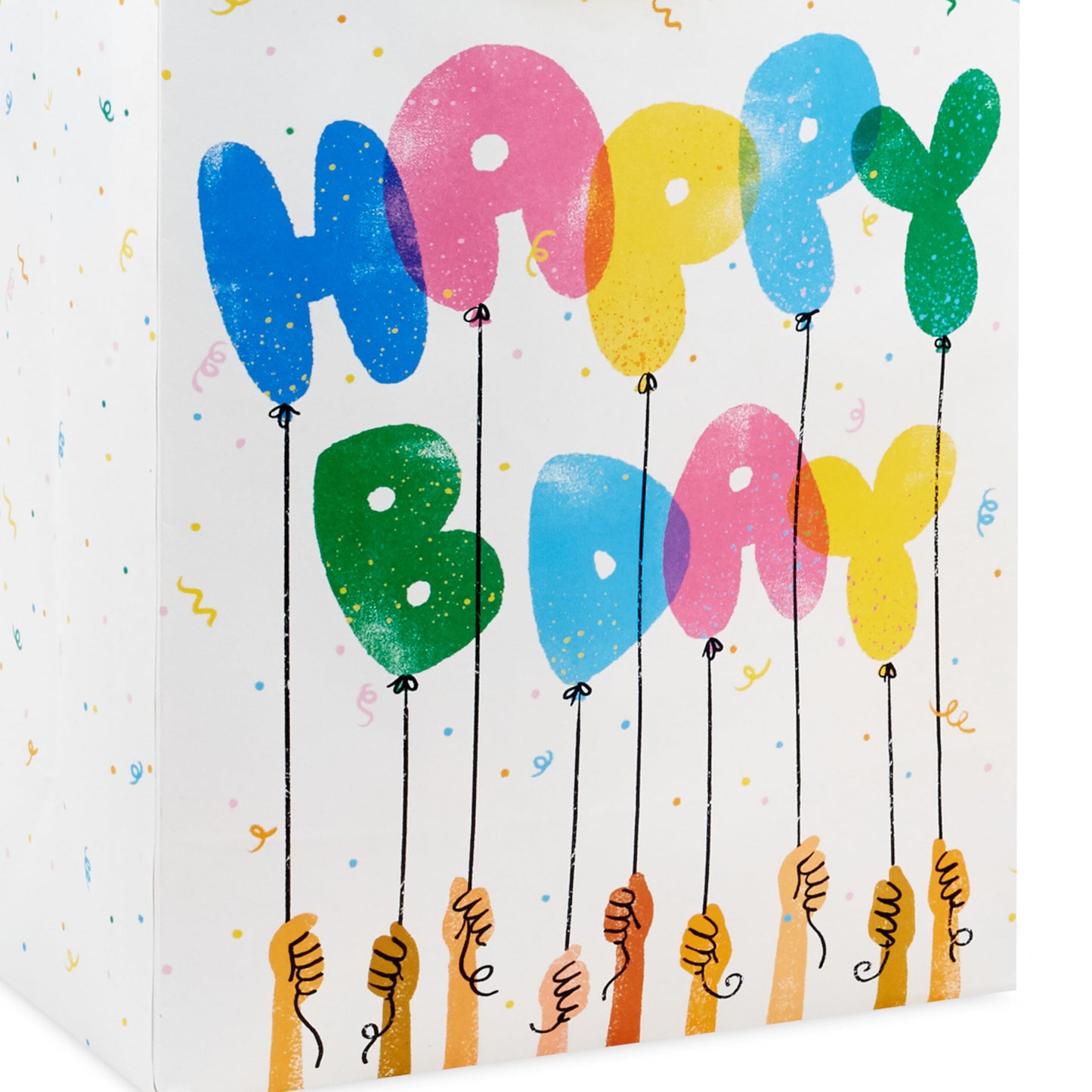 Hallmark 13" Large Gift Bag with Tissue Paper and Card (Happy Bday Balloons) for Kids, Grandchildren, Friend, Coworkers