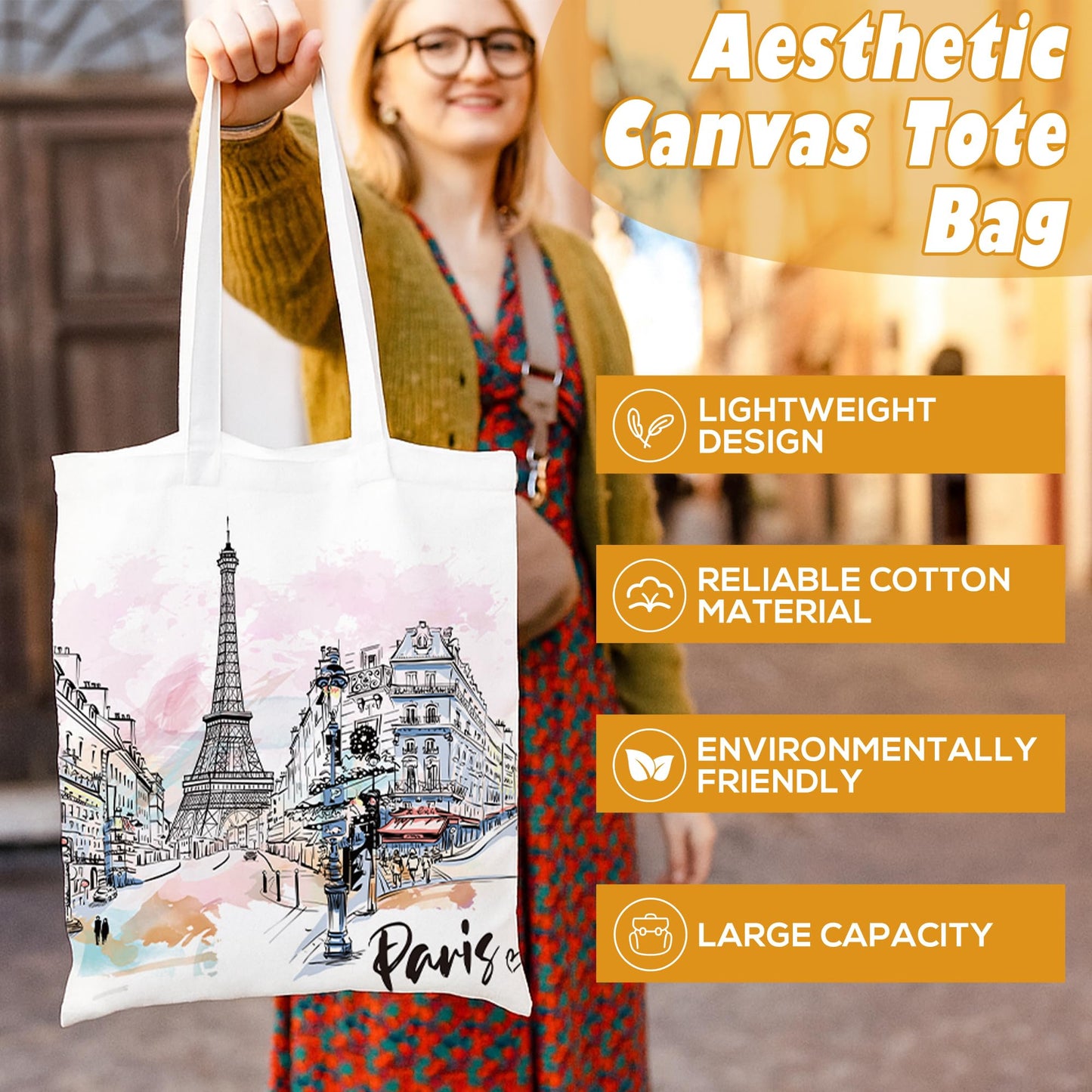 Sitsink Europe Travel Souvenirs Gifts Tote Bags Reusable Grocery Bags London Paris Switzerland Gifts for Women