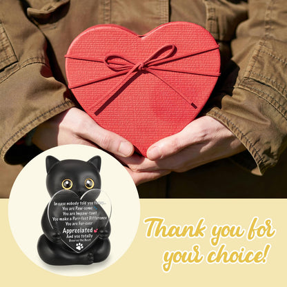FOUGSTA Appreciation Gift for Cat Lovers, Encouraging Gift for Cat Lovers, Uplifting Present for Women, Motivational Decor for Office, Affirmation Kitty Figurine, XXS22