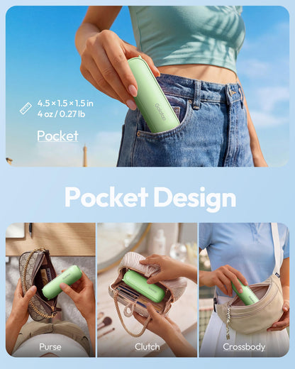 Gaiatop Portable Handheld Fan, 3 in 1 Mini Fan Handheld , Foldable Personal Fans Pocket Design, USB Travel Fans Portable, Lash Trip Summer Essential Cute Gifts for Women Girl, Green