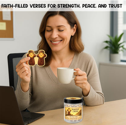 Christian Gifts for Men & Dad, Positive Cross Jar with 60 Faith-Inspired Encouragement Cards, Religious Gifts for Men, Inspirational Comfort Gift for Family & Friends, Fathers Day Present