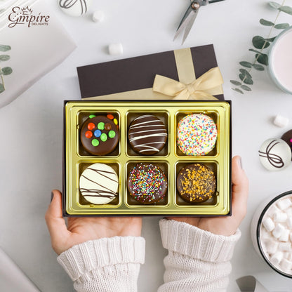 Gourmet Cookies Gift Basket - Delicious Chocolate Gift Basket Great for Birthday Treats for Women and Men - Fancy Chocolate Covered Cookies for Gifting, 6 Count