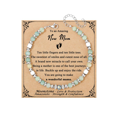 JoycuFF 𝗚𝗶𝗳𝘁𝘀 𝗳𝗼𝗿 𝗪𝗼𝗺𝗲𝗻 𝗠𝗼𝗼𝗻𝘀𝘁𝗼𝗻𝗲 𝗕𝗿𝗮𝗰𝗲𝗹𝗲𝘁 Amazonite Colorful Imperial Jasper Stainless Steel Beads Bracelets, Graduation Christmas Valentines Mothers Day Birthday Gifts
