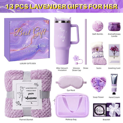 Birthday Gift for Women, Luxury Self Care Spa Gift Basket with Blanket for Mom, Wife, Sister, Friend, Girlfriend, Grandmother, Get Well Soon & Christmas gift for Her