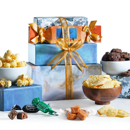 Broadway Basketeers Food Gift Basket Tower Snack Gifts for Families, College, Delivery for Appreciation, Thank You, Corporate, Get Well Soon, Care Package