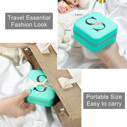 Parima Travel Jewelry Case Jewelry Box - Small Jewelry Organizer Travel Essentials Birthday Gifts for Friends Her Bridesmaids Teen Girls for Women Mom Girls Teenage Gifts Idea - Letter K, Blue