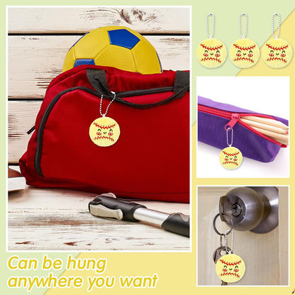 Simgoing 15 Pcs Softball Senior Night Keychain Gift Bulk Mini Plush Ball Prizes Funny Sports Players Team Party Favors Gifts for Group