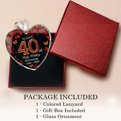 40th Anniversary Ornament 1986-2026, Ruby Wedding Gift Keepsake, 40th Wedding Anniversary Decorations, Meaningful 40 Year Anniversary Marriage Gift for Couples Parents, Wife, Husband
