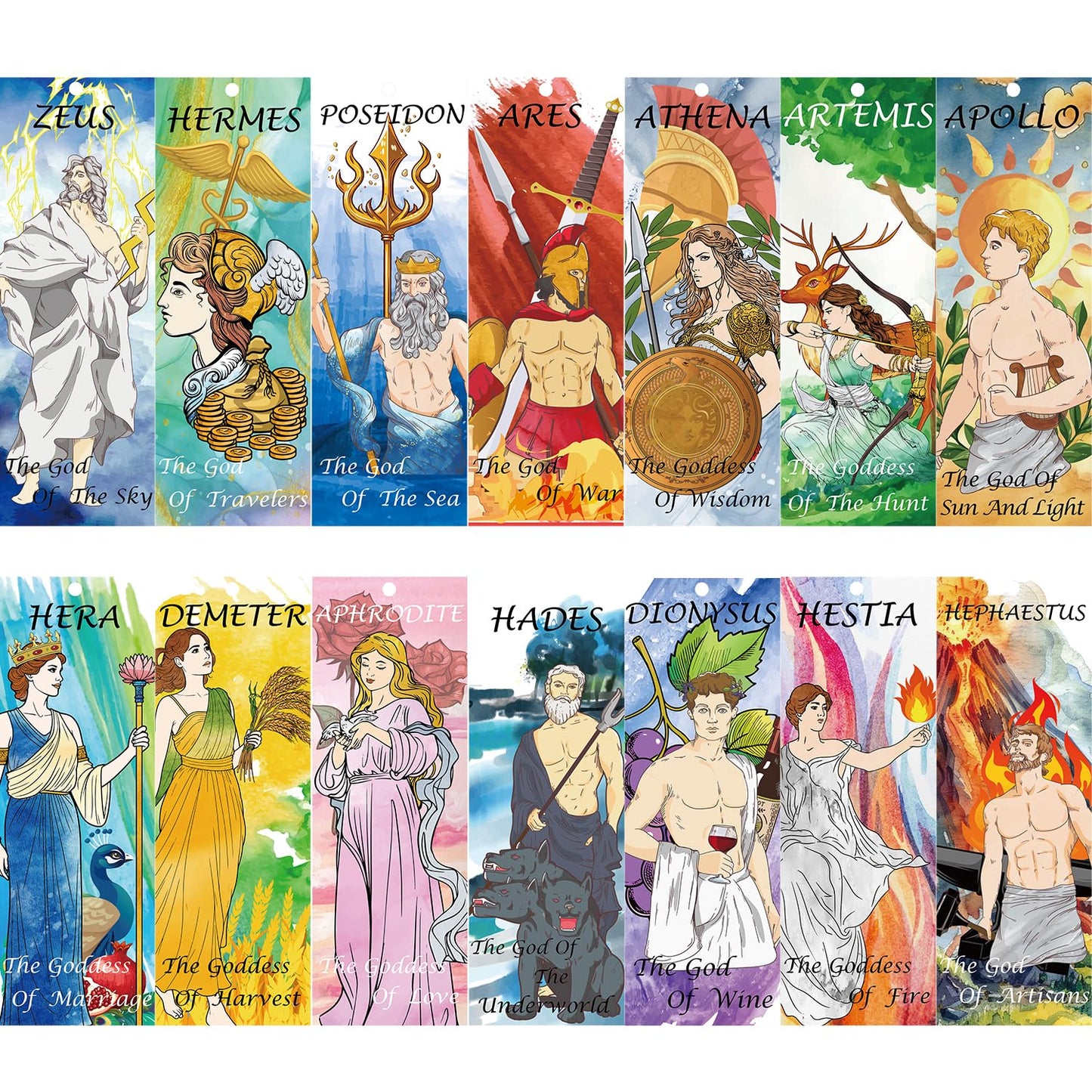 Greek Mythology Bookmarks, 14pcs Olympian Gods Bookmarks, Htabiol Greek Mythology Gifts, Olympian Gods Party Favors, Fit for Ancient Greece Classroom, Percy Jackson Party, Camp Half Blood Birthday