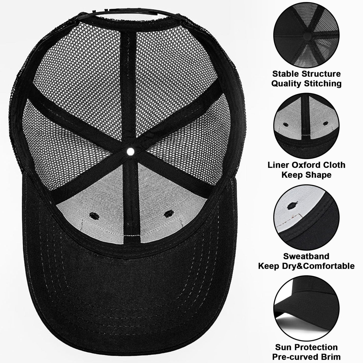 Great for Grandpa, Papa Gifts from Grandkids - Black Trucker Hat with Vintage Leather Patch