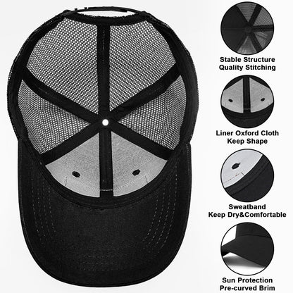 Great for Grandpa, Papa Gifts from Grandkids - Black Trucker Hat with Vintage Leather Patch