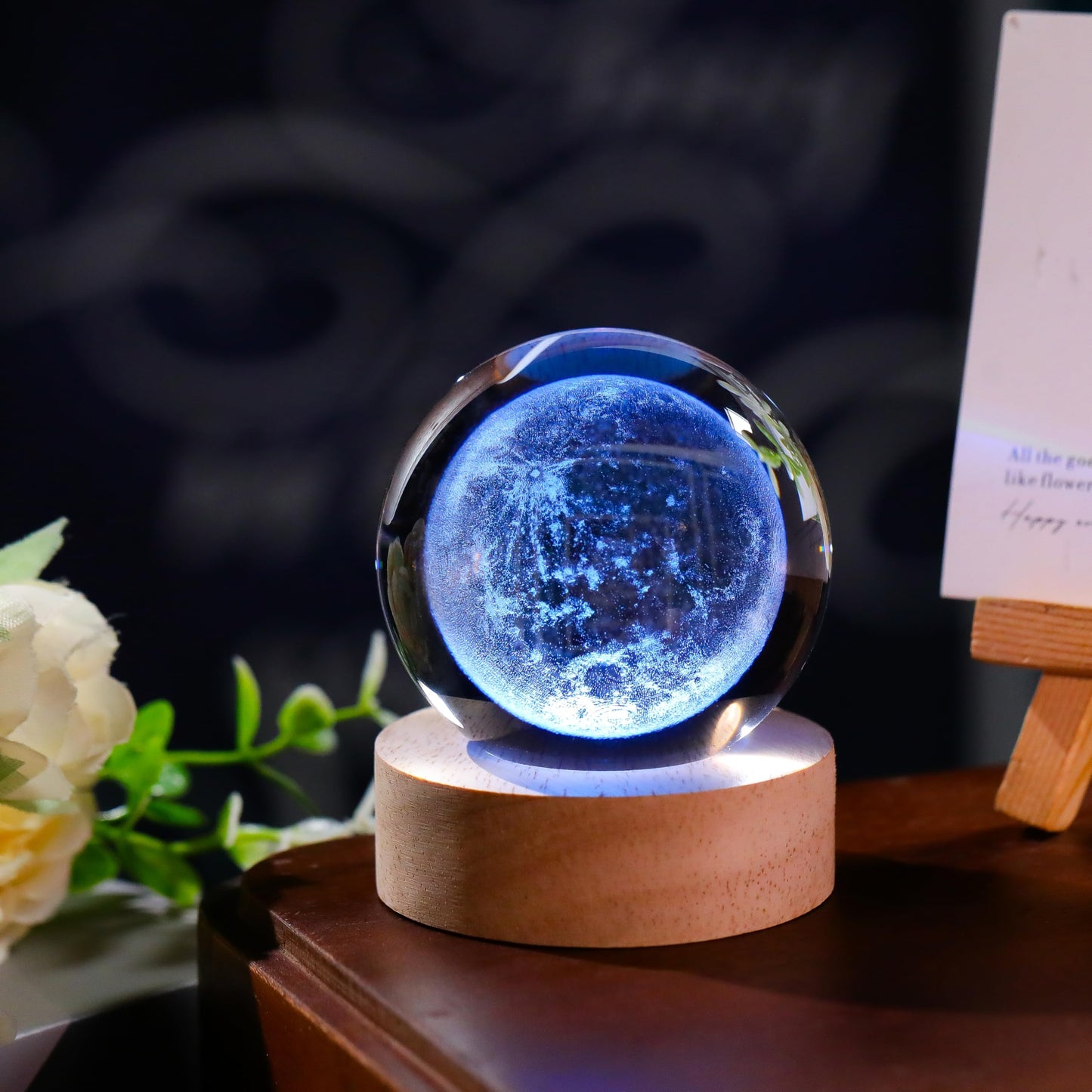 3D Moon Gifts for Women Crystals Ball 60mm- Planet Figurines Space Decor Glass Solar System Figurine Moon Stuff for Room Birthday astronamy Gifts for Best Friend Lovers Keepsake Paperweight
