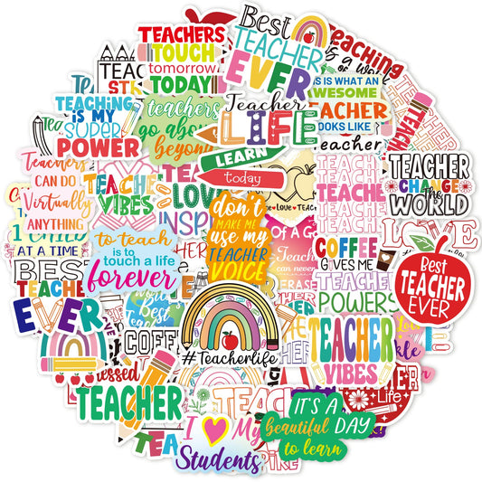Fancy Land Teacher Stickers Vinyl Waterproof Teacher Appreciation Gifts for Laptop Water Bottle Back to School Supplies 100Pcs