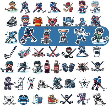 100 Pcs Hockey Stickers,Hockey Party Favors,Hockey Gifts for Boys 8-12,Waterproof Vinyl Stickers for Water Bottle Helmet Laptop Computer Skateboard