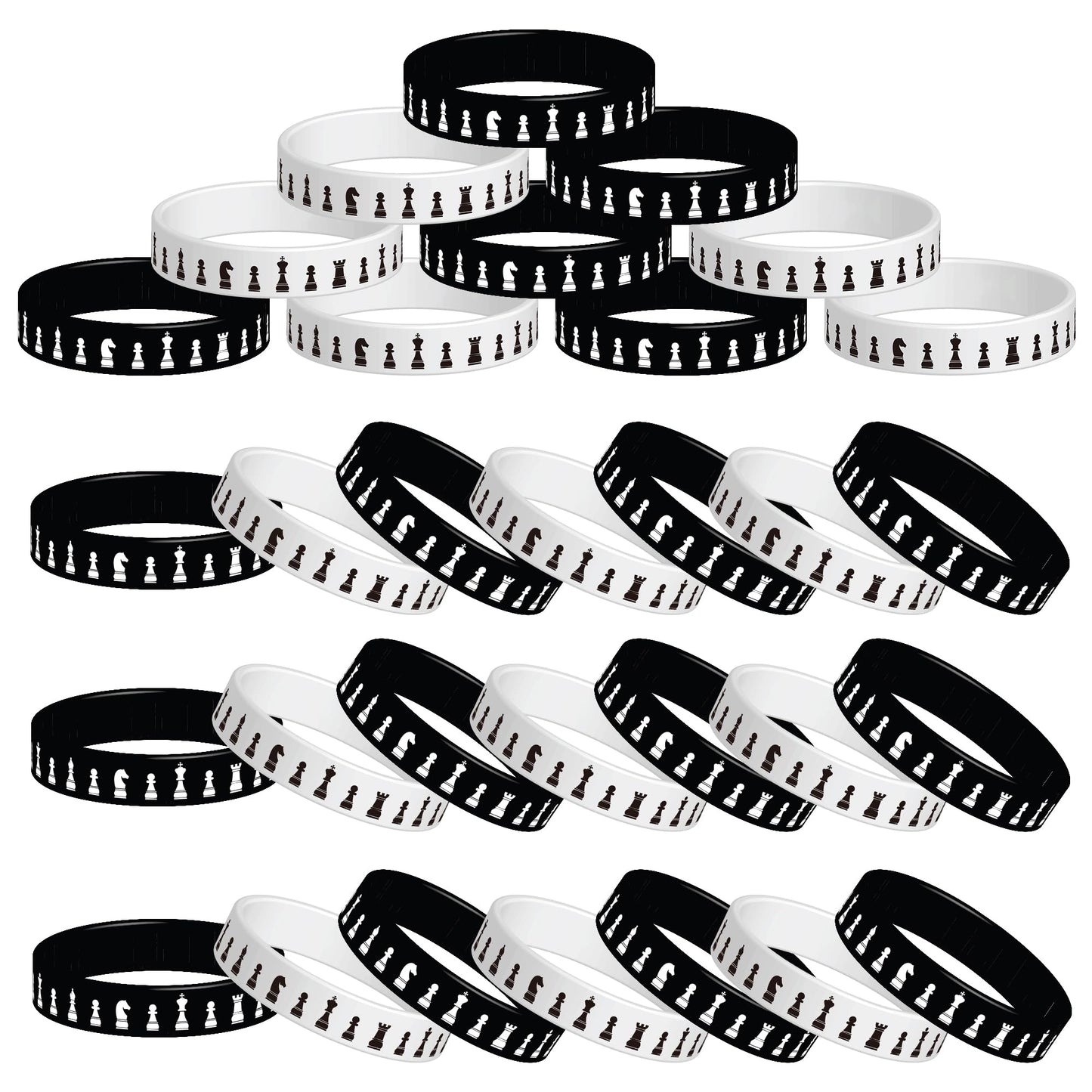 24 Pcs Chess Theme Rubber Silicone Wristbands Chess Competition Decorations Birthday Party Favors Supplies Decorations