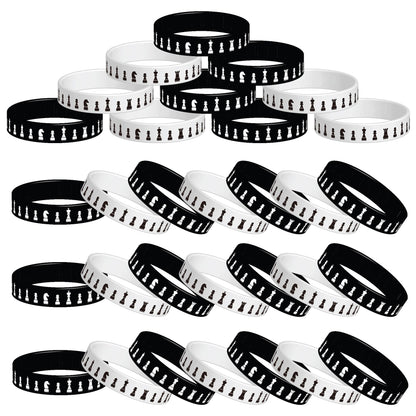 24 Pcs Chess Theme Rubber Silicone Wristbands Chess Competition Decorations Birthday Party Favors Supplies Decorations