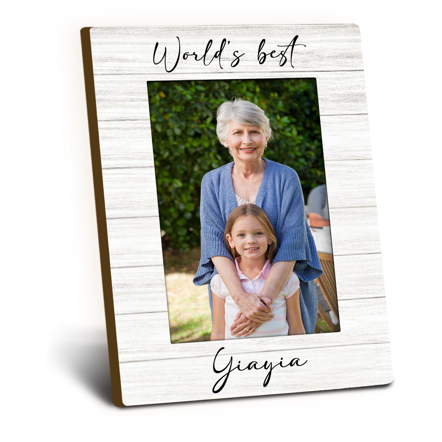 Yiayia Gifts Picture Frame 4x6, Grandma Wooden Picture Frame, Christmas Mothers Day Birthday Gifts for Yiayias Grandma, World's Best Yiayia Decorative Photo Frames for Table Desk Decor
