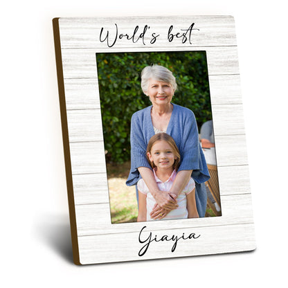 Yiayia Gifts Picture Frame 4x6, Grandma Wooden Picture Frame, Christmas Mothers Day Birthday Gifts for Yiayias Grandma, World's Best Yiayia Decorative Photo Frames for Table Desk Decor