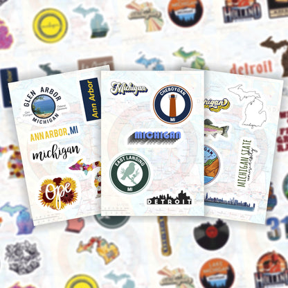 BulbaCraft Michigan Stickers for Water Bottle and Laptop - Michigan State Gifts, Party Supplies & Decorations, Waterproof Vinyl Decals, State Pride and Icon Stickers, Gifts for Women & Men