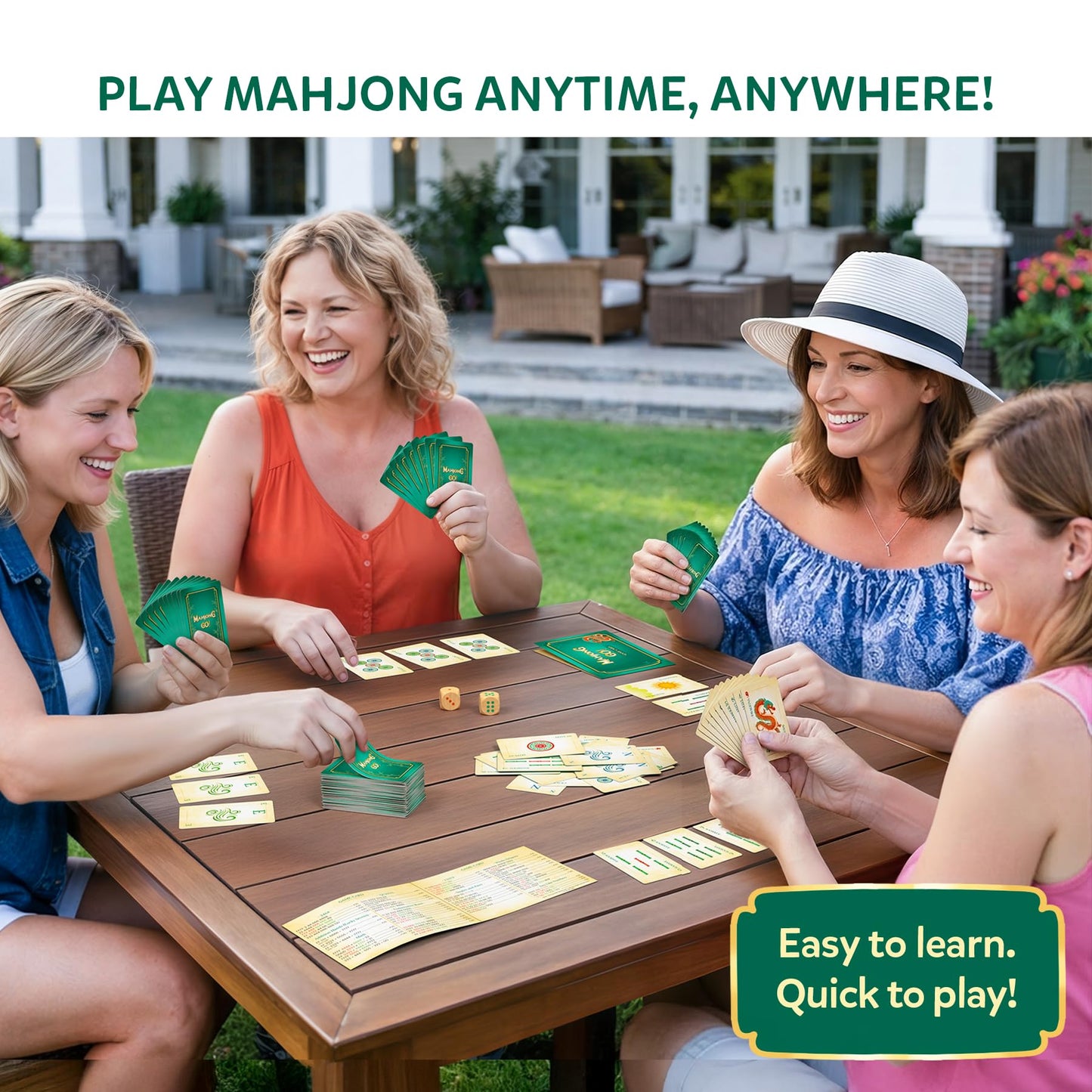 Gouda Games Mahjong Go! Card Game – Classic Mahjong Reimagined as a Card Game, American-Style Rules Inspired Strategy Game, Fast-Paced & Travel-Friendly, 4 Players, Gift for Adults & Teens