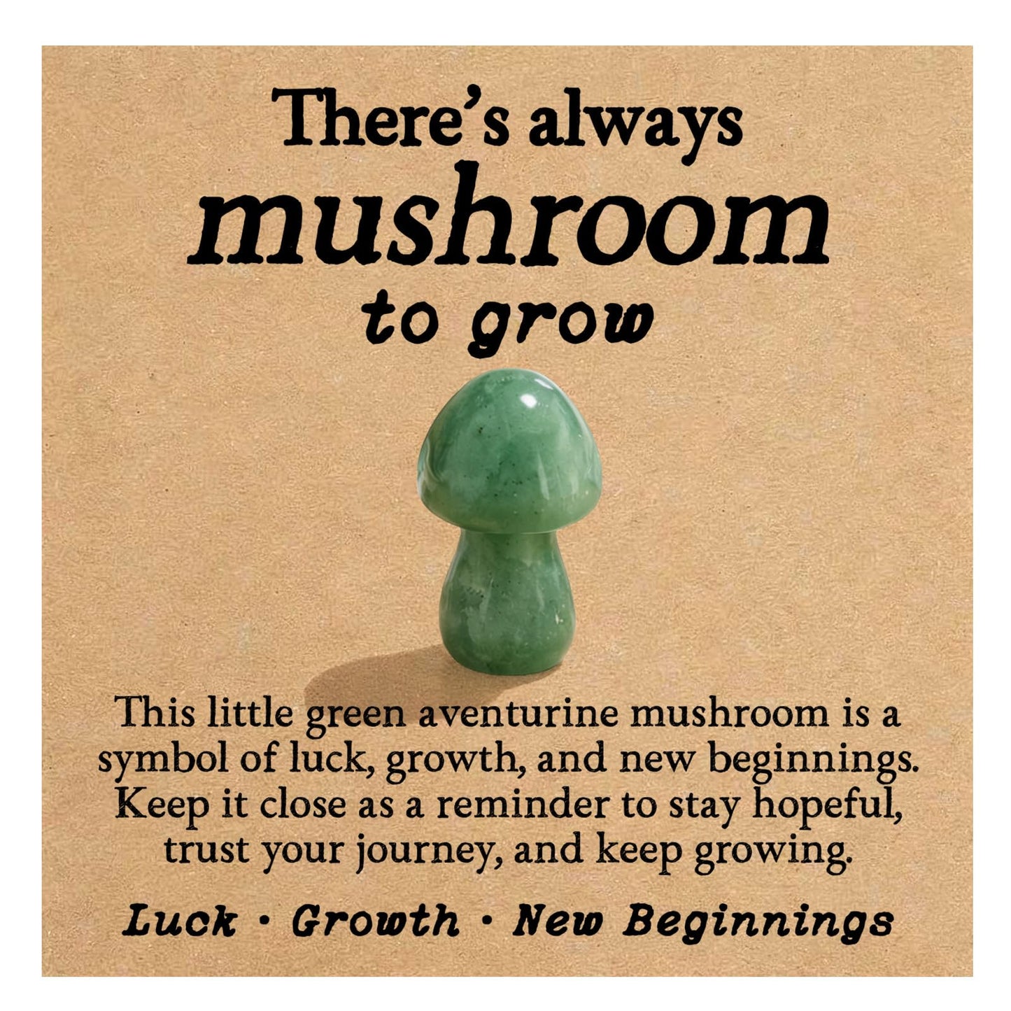 Green Aventurine Mushroom Crystal Gift for Women Friend Sister Daughter, Luck Growth New Beginnings Keepsake for Desk Office Shelf Decor, Graduation Birthday Christmas Good Luck Gift (Green)