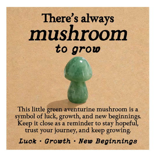 Green Aventurine Mushroom Crystal Gift for Women Friend Sister Daughter, Luck Growth New Beginnings Keepsake for Desk Office Shelf Decor, Graduation Birthday Christmas Good Luck Gift (Green)
