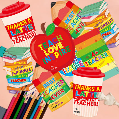 Fancy Land Teacher Gift Card Holder Back to School Teacher Appreciation Gift Cards Sleeves for Kids Students Gratitude Supplies 12Pcs