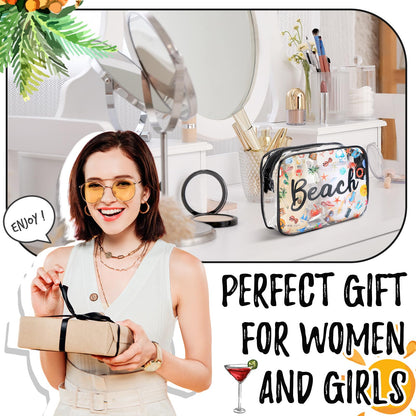 Kacctyen 10 Pcs Beach Clear Makeup Bags Gift for Women Clear Toiletry Bag Beach Cosmetic Bags Waterproof Travel Multifunction Pouch for Friend Sister Nurse Vacation Organization