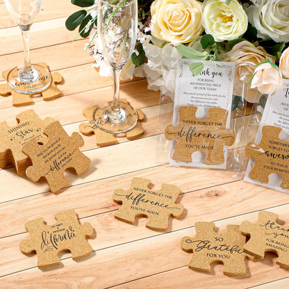 Hushee Inspirational Gift for Coworker Motivational Puzzle Piece Coasters Employee Appreciation Gifts with Cards Bags for Social Worker Staff Office(40 Pcs,10 Styles)