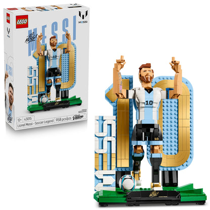 LEGO Editions Lionel Messi – Soccer Legend - Building Set for Boys & Girls, Ages 12+ - Collectible Soccer Gift with Plaque - Kids Bedroom or Shelf Decor - 43015