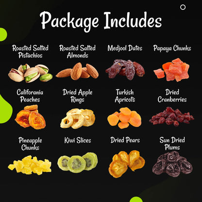 Oh! Nuts Dried Fruits and Nuts Gift Basket - Gourmet Gift Baskets - Healthy Assorted Nuts and Dried Fruit Gift Box - Crafted in USA, Sealed Fresh in Individual Packs (Green Box)