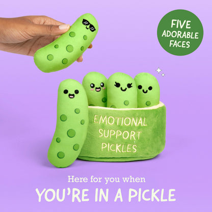 Emotional Support Pickles by Relatable, Cuddly Stuffed Animals and Toys, Squishy Toys and Plushies, Perfect Funny Pickle Gifts for Loved Ones of All Ages, Includes 5 Plushies with Carrying Basket