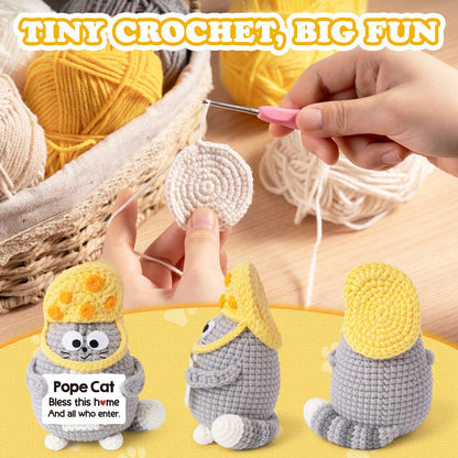 House Warming Gifts New Home, Funny Crochet Pope Cat, New Home Gift Ideas, Home Warming Present for Women Men Friends, Housewarming Gifts New Apartment, Cute Mini Crochet Cat Animals