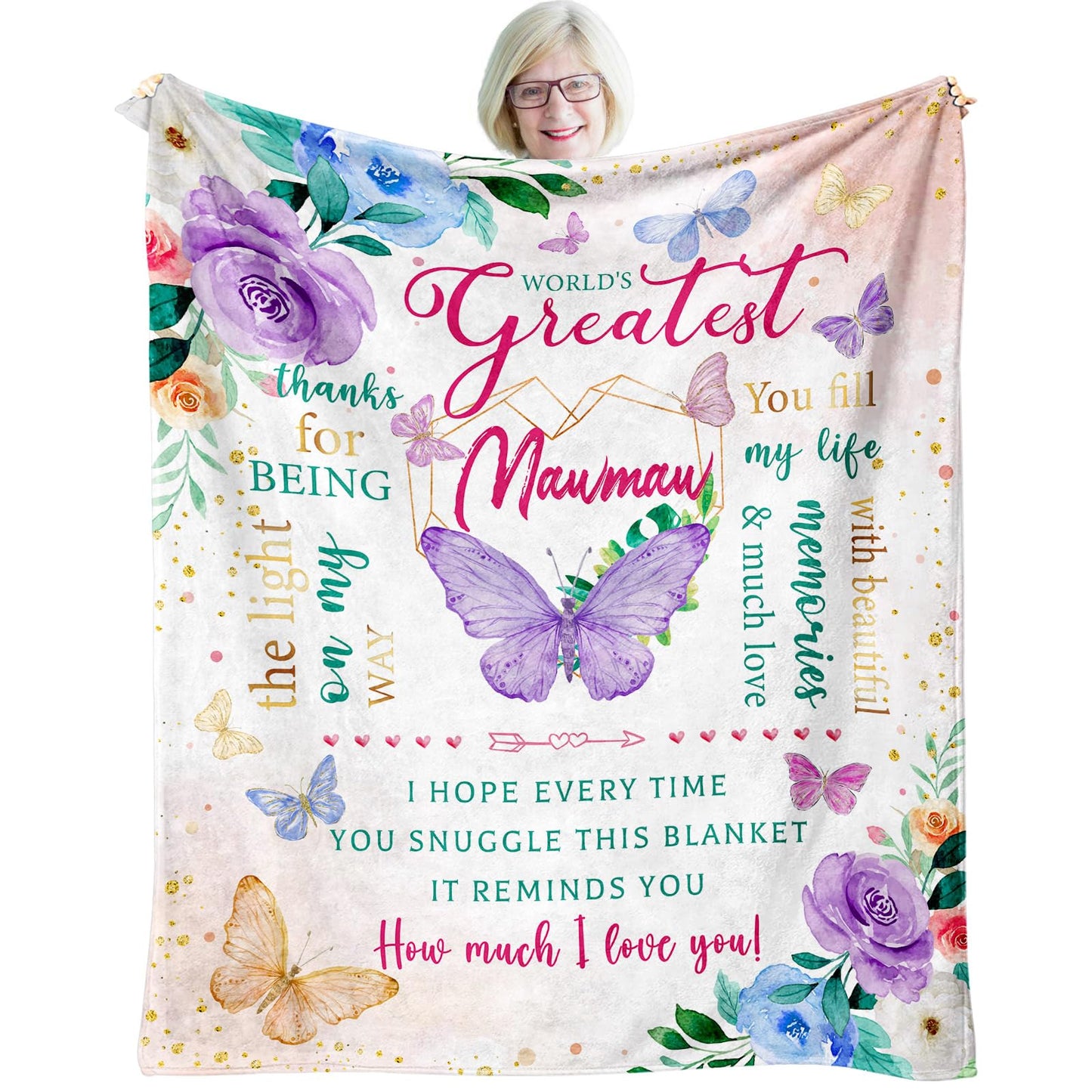 Mothers Day Mawmaw Gifts Blanket 60"x 50", Birthday Gift for Mawmaw, Maw Maw Gifts for Mother's Day/Birthday, Best Mawmaw Ever Presents, Mawmaw Presents for Grandma from Grandkids