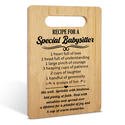 Gifts for Babysitter, Recipe for a Special Babysitter Bamboo Cutting Board Gifts, Appreciation Thank You Gifts for Best Babysitter, Birthday Christmas Gifts, Home Kitchen Decorations -11