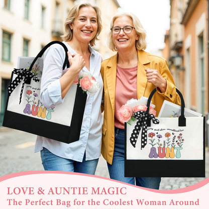 Saineron Aunt Gifts for Women Best Auntie Gift Ideas Cool Aunt Birthday Gifts for Aunts from Niece Auntie Birthday Gift Presents for Aunts Bracelet Keychain Cup Socks Tote Bag Acrylic Puzzle