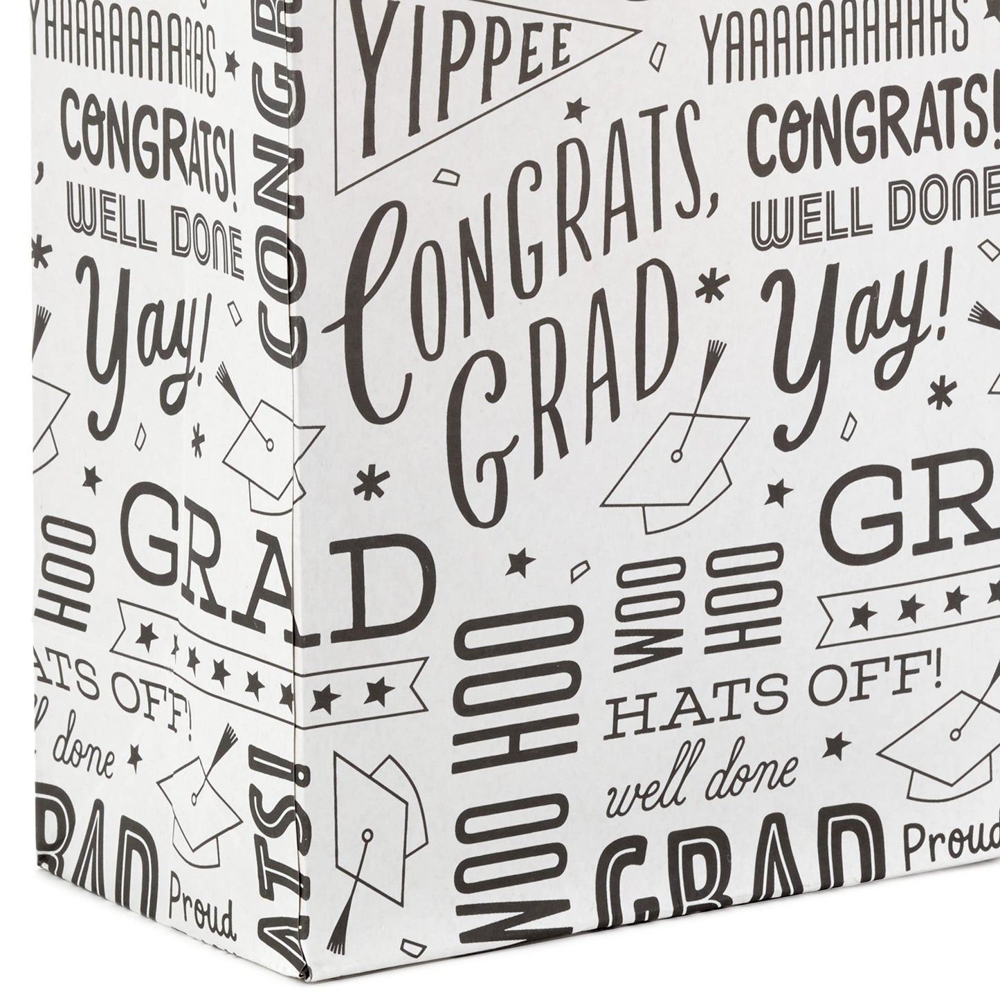 Hallmark 6" Small Graduation Gift Bag Bundle (8 Bags, 2 Designs: Kraft Congrats, Grad, Black and White) for High School Graduates, Preschool, Kindergarten, College, Open House Party Favors