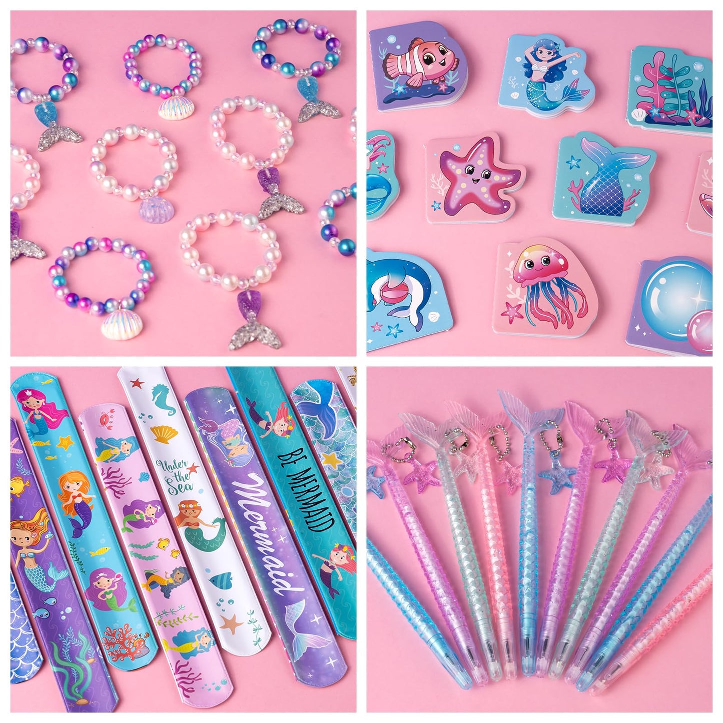 DMIGHT 110Pcs Mermaid Party Favors Including Stampers, Notebooks, Mermaid Party Decorations