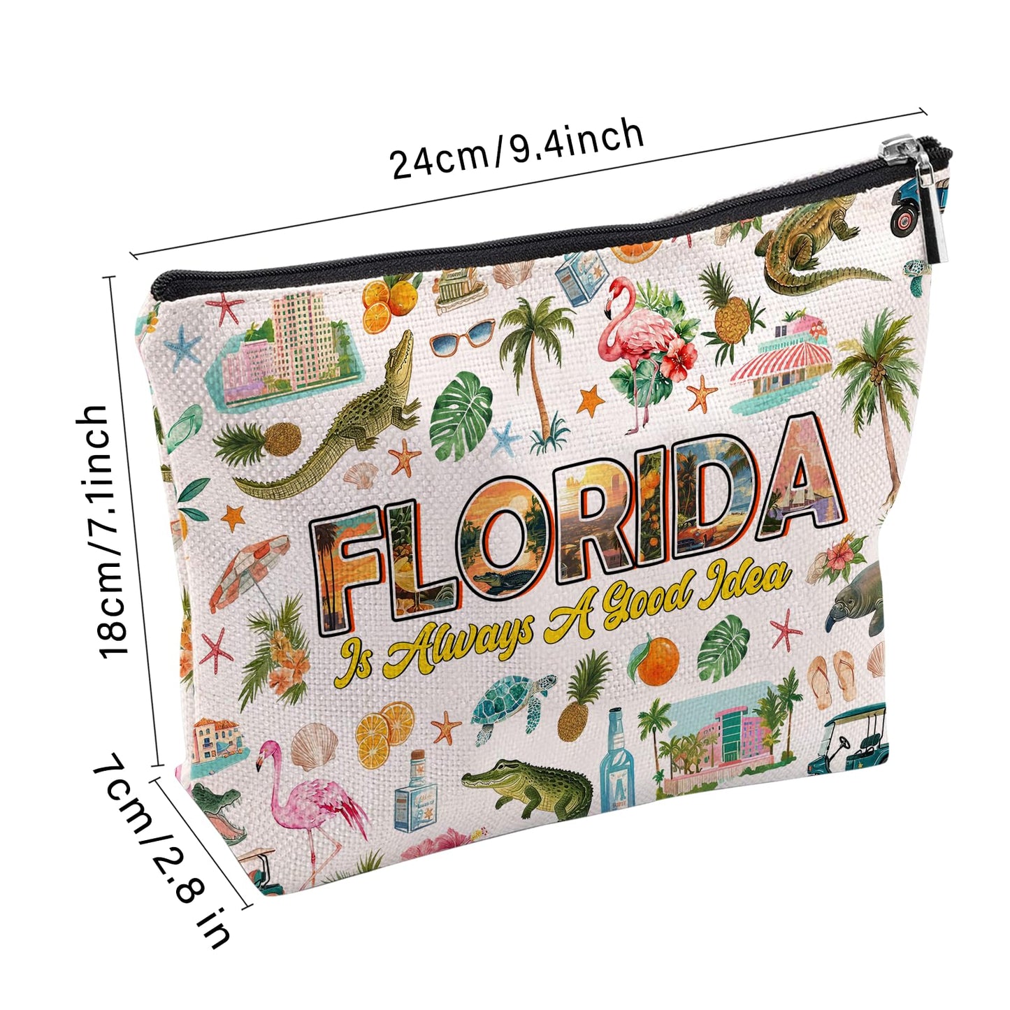 Florida Makeup Bag, Florida Gifts For Women Friends, Vacation Souvenirs Makeup Pouch, Travel Toiletry Bag With Zipper, Birthday Anniversary Christmas Gifts For Best Friend Bestie Her
