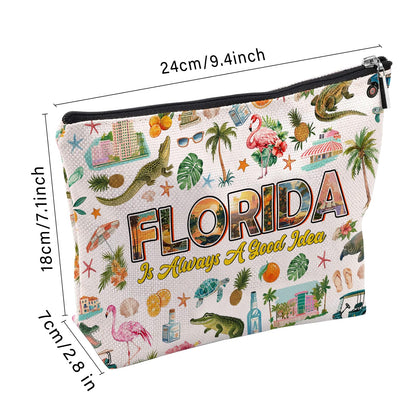 Florida Makeup Bag, Florida Gifts For Women Friends, Vacation Souvenirs Makeup Pouch, Travel Toiletry Bag With Zipper, Birthday Anniversary Christmas Gifts For Best Friend Bestie Her