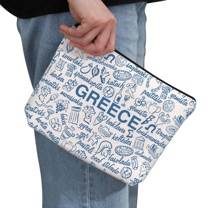 G2TUP Funny Greece Lovers Gift Greece Food Makeup Bag Greece Traveller Cosmetic Bag Greek Culture Lovers Gift (Greece Food MB)