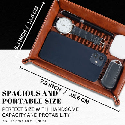 INNObeta Male Nurse Gifts Valet Tray for Men, Desktop Storage Organizer PU Leather Bedside Tray Key Coin Holder for Birthday - The Man The Myth The Legend