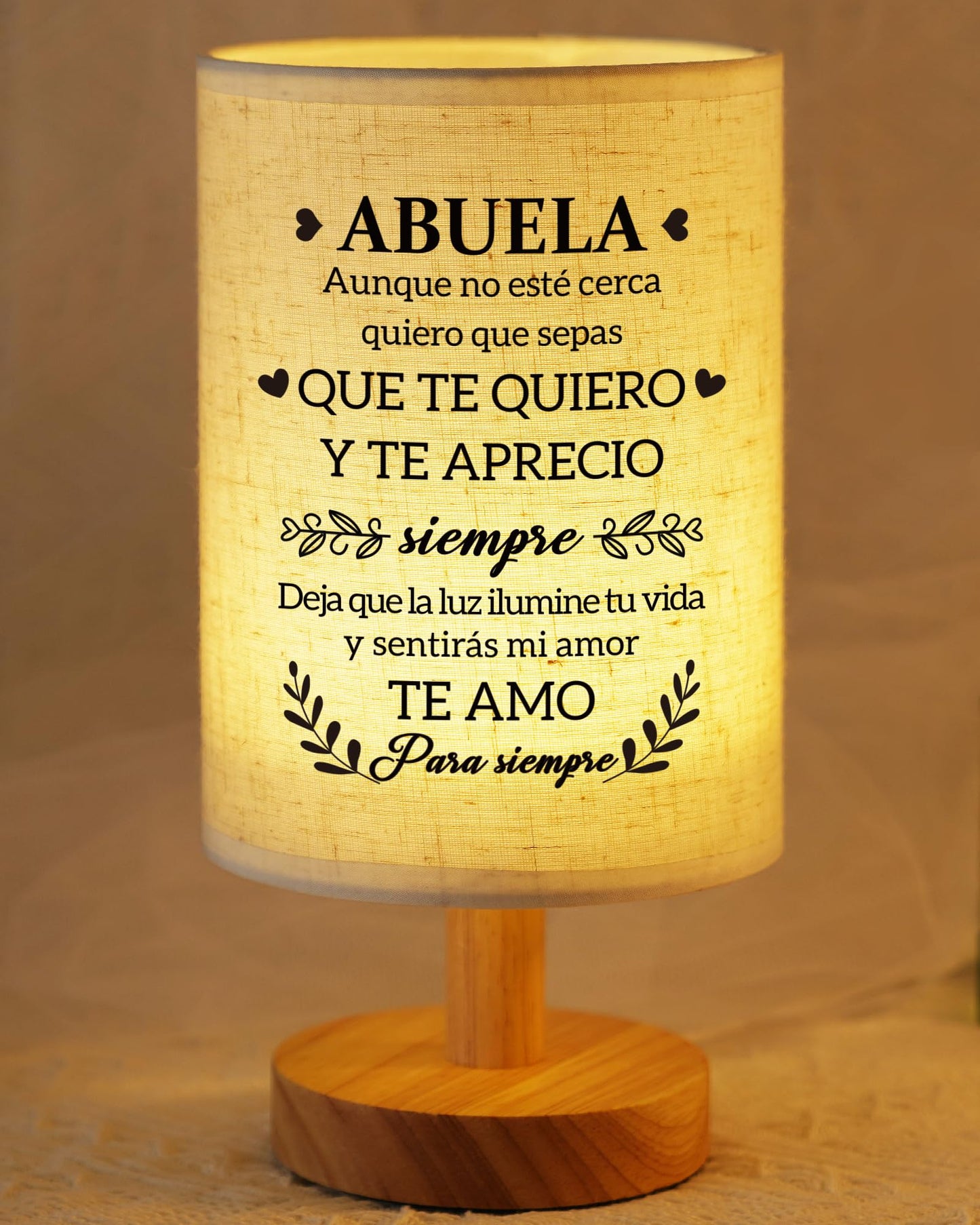 Birthday Gifts for Grandma in Spanish, Regalos para Abuela Fabric Bedside Table Lamp Presents, Christmas Mothers Day Valentines Day Gifts for Grandma Grandmother from Grandkids