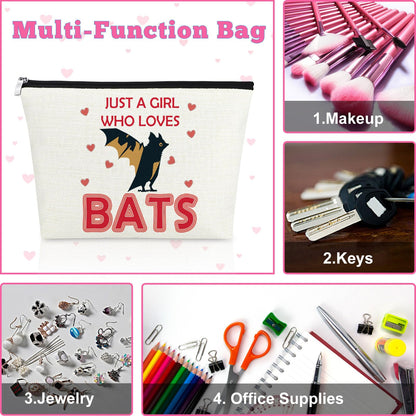 Mxrymvu Funny Bat Gifts Bat Themed Gifts for Women Makeup Bag Cosmetic Bag Halloween Christmas Birthdays Present for Animal Lover Friend Travel Pouch
